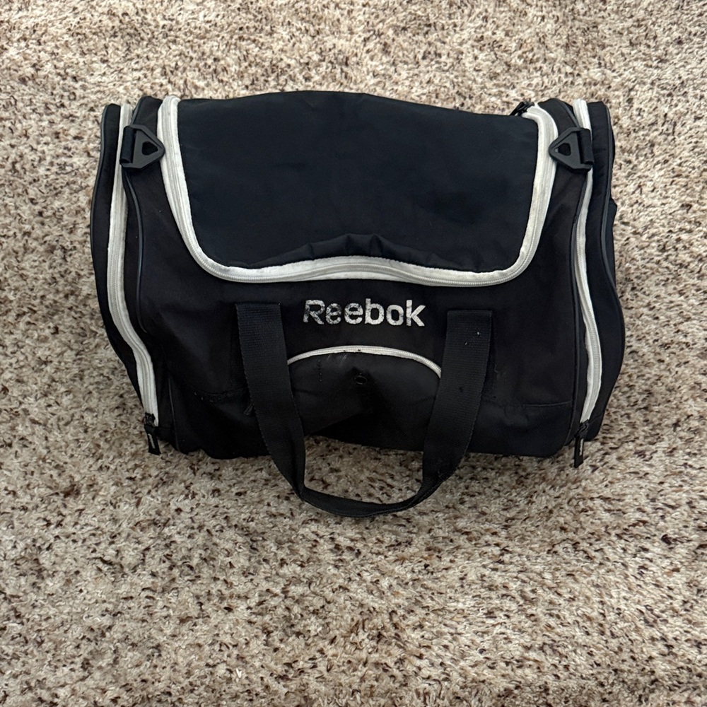 Reebok Black Duffel Bag with White Trim